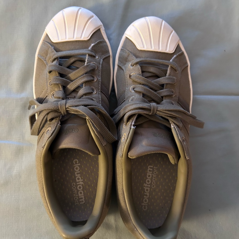 Adidas Green and White Sneakers